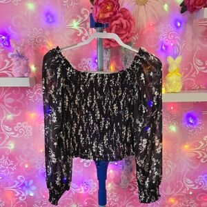 Chic Black Floral Blouse